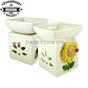 factory direct ceramic Glazed Oil Burner, Sunflower with Ladybird