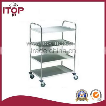 Round tube four-layer stainless steel dining trolley