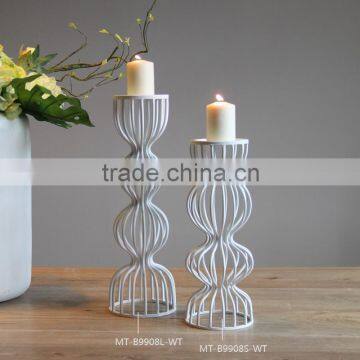 New design wholesale white metal candle holder aluminum candle holder