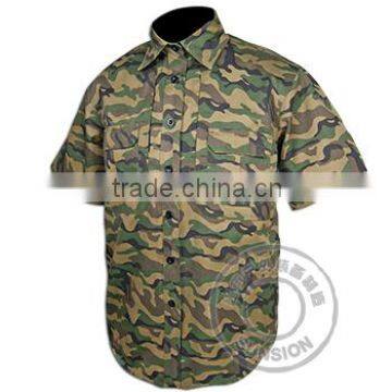 Military Shirt/Short-sleeved Shirt BDU/Reinforced Camouflage Military Uniform for Military Training and Outdoor