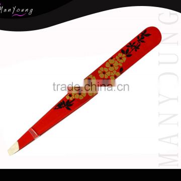 Flowers Print professional Tweezer Lady Eyebrow Clip Makeup Tweezer