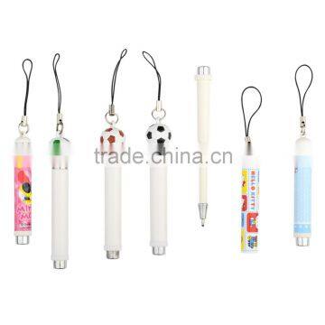 Hot sale novelty promotional advertising retractable mini ballpoint pen with string