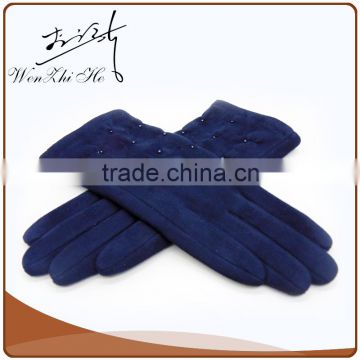 Handmade Faux Suede Leather Gloves Women Colorful