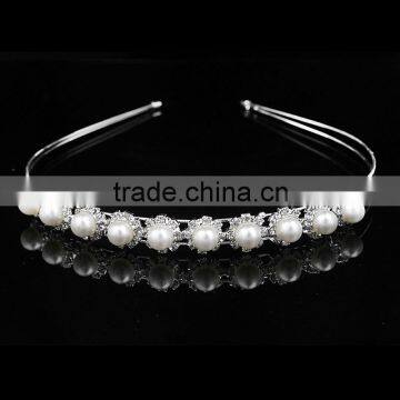 Korea Fashion 2016 Design Single Channel White Pearl Hairband Hair Jewelry Accessory For Girls