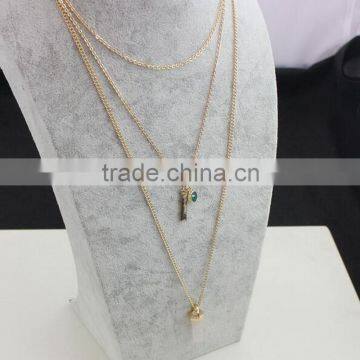 Artificial Cutting Pink Stone Multi Layers Long Necklace Choker For Fashion Lady photo-3