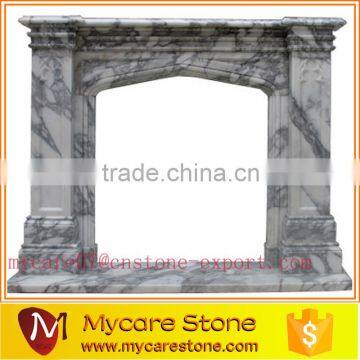 Western styled white Italian marble fireplace mantel