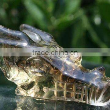 HOT 2014 Citrine Natural Crystal Ornament / Crystal Carved Dragon Head