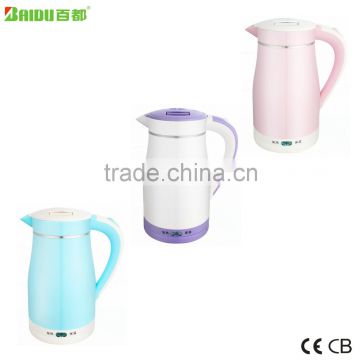 Baidu1.5L stainless steel heat plate 360 degree rotational base cordless plastic housing electric kettle