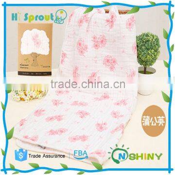 baby muslin bath towel with cute printing