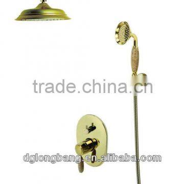 Antique Single Lever Bronze Brass Rain Shower Set In Wall Mounted Shower Mixer