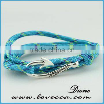 Bright Silver Anchor Hook Bracelet With Color Nylon Rope Bracelet photo-2
