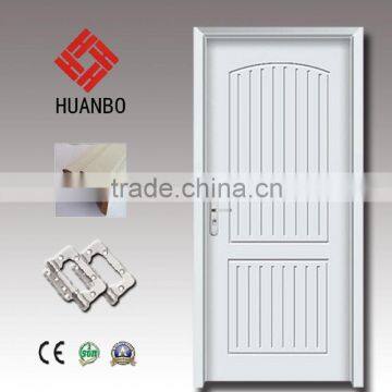 Latest design mdf pvc coated flush solid wood door with hinges