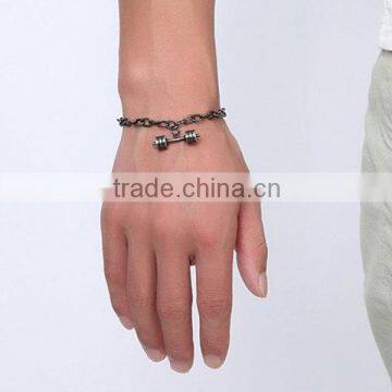 Fashion Dumbbell Pendant Stainless Steel Bracelet photo-3