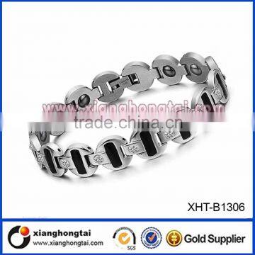 Titanium Stainless Steel Magnetic Germanium Cristal Rhinestone Bracelet Chain