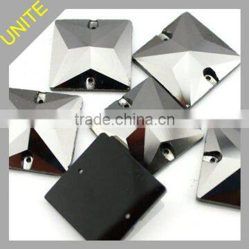 Jet Hematite Square Sew on Glass Stone beads Crystal Garment Accessory