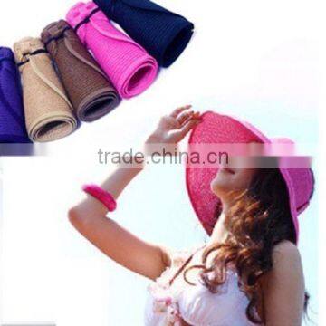 Lady's Summer Adjustable Straw Sun Visor Hat Cap 6 Colors New