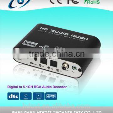 high quality digital to 5.1 CH RCA Audio Decoder, with SPDIF /coaxial