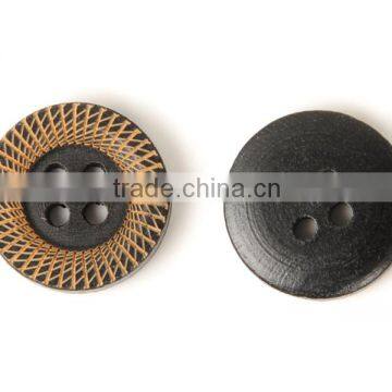 High Class 4 Holes Natural Black Wood Material, Wooden Buttons with Logo Engraved On