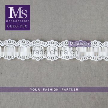 new york wholesale trim lace 100% cotton embroidery lace trim scallop lace trim in white