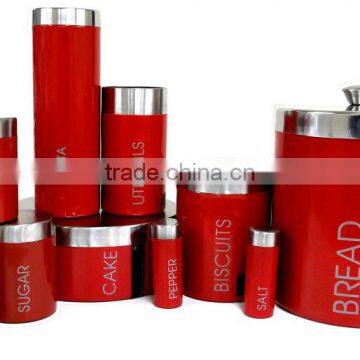 Stainless Steel Tea/Coffee/Sugar/Cake/Utensil Canisters Set Colored