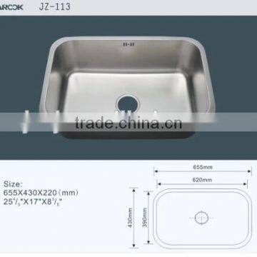 JZ-113 big and deep single bowl undermount stainless steel kitchen sink