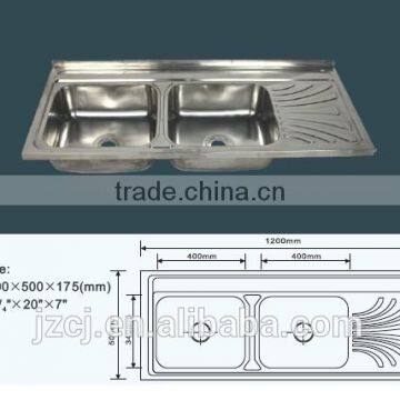 JZ-362 150x50 Export Iraq Single Bowl Double Drain Stainless Steel Kitchen Sink photo-5