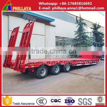 Heavy Vehicle 3 Axle Low Bed Truck Semi Trailer and Used Extendable Low Bed Trailer 100 Ton Dimensions photo-2