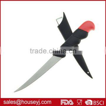 Plastic handle fish fillet knife with plastic case kitchen knife