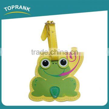 Toprank Lovely Cheap Custom Animal Shape Made Funny Frog PVC Luggage Tag With Loop Strap