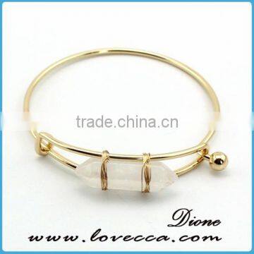 14k Gold Plated Multi Color Turquoise Gemstone Bangle photo-3