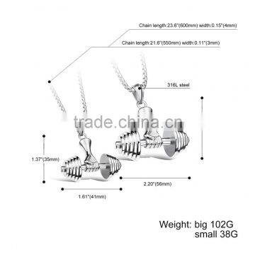 Gold/Black/Silver Color Fashion Barbell Necklace Sportsman Jewelry Stainless Steel Men Dumbbell Pendants Necklaces Jewelry photo-5