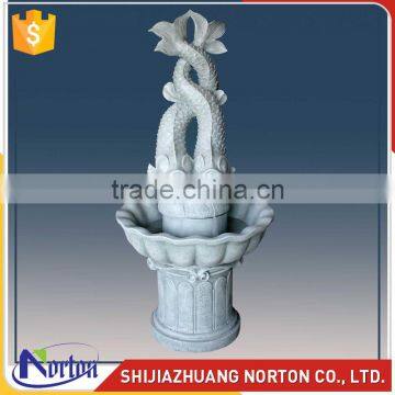 Carved two fishes marble water fountain for garden decoration NTMF-017LI