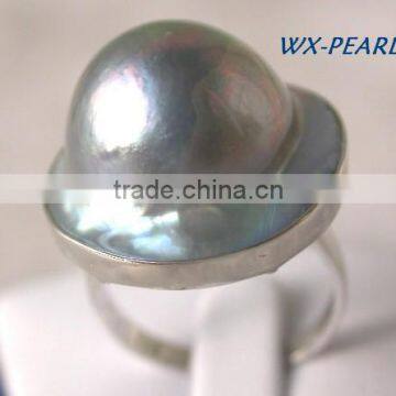 Latest Design Fashion Yellow Gold Lady Pearl Ring photo-3