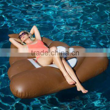 2017 Hot Selling Leasure Giant Brown Emoji Inflatable Pool Float Outdoor Swim Ring Water Party Lounge for Kids and Adults photo-3