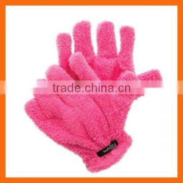 Pink Microfiber Hair Drying Gloves