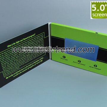 High quality end soft cover 5 inch lcd video brochure/lcd video card module/video greeting card for advertising