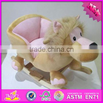 2017 New products baby funny animal with music wooden rocking horse for 2 year old W16D097