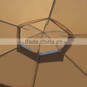 Garden Sand Double Roof Hexagon Patio Gazebo With Netting photo-3