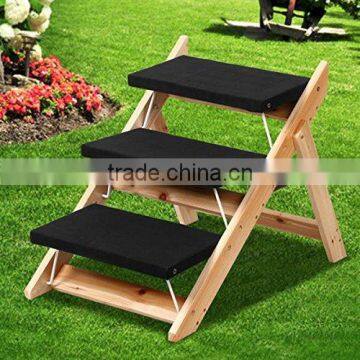 Folding Pet 2-in-1 Ramp and Stairs for Dog Cat Portable Carpet Wooden Steps Ladder photo-5