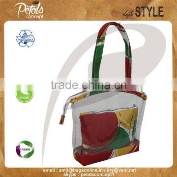 See Through PVC / PP Laminated Jute Bag With Pouch photo-2