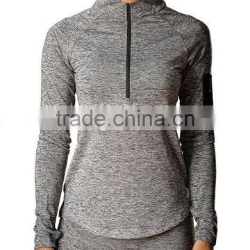 Ladies half zip sport running yoga tops