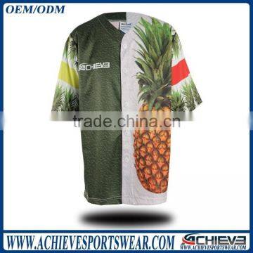 wholesale fashion button down sublimated custom camo baseball jersey