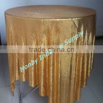 NEW! 4mm Golden Color Metal Mesh Fabric Table Cloth