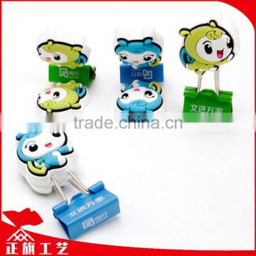 Business gift OEM soft PVC toy designs 19mm binder clips with printing