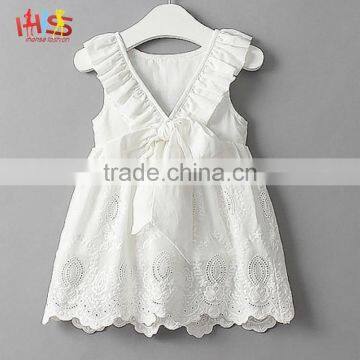Latest New Model Children Frocks Designs 2016 White Crochet Lace Girl Dress photo-2