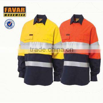 orange fire retardant men working shirt with 3M reflective tapes