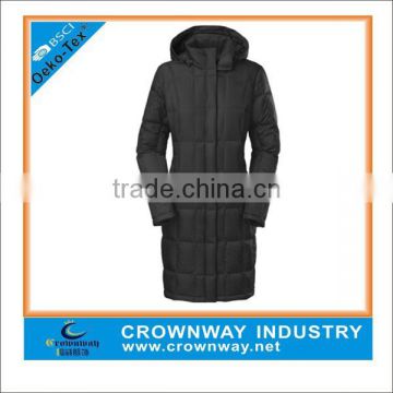 Long goose women down parka jacket black, winter jacket hood replacement