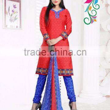 Red and Blue Cool Cotton Readymade Printed Suits/ladies winter suits salwar kameez/wholesale sweat suits