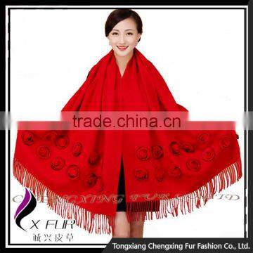 CX-B-P-36C Chengxing Fur Hot Selling Women Tassels Scarf Shawl photo-2