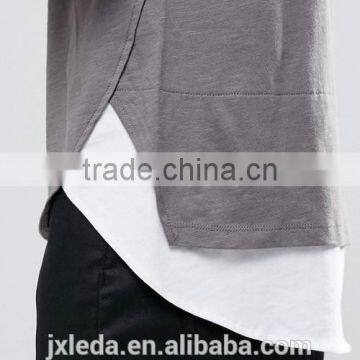 High Quality Plain Super Longline Scoop Curved Hem T-shirt Men photo-3